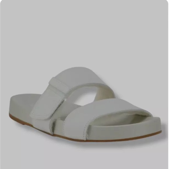 Eileen Fisher Folk 2 Leather & Shearling Slide Sandal New Size 8 - Picture 1 of 7